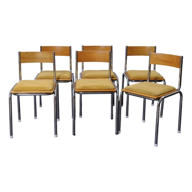 Kitchen Chairs in Wood and Metal from Ibisco, 1970s, Set of 6 For Sale