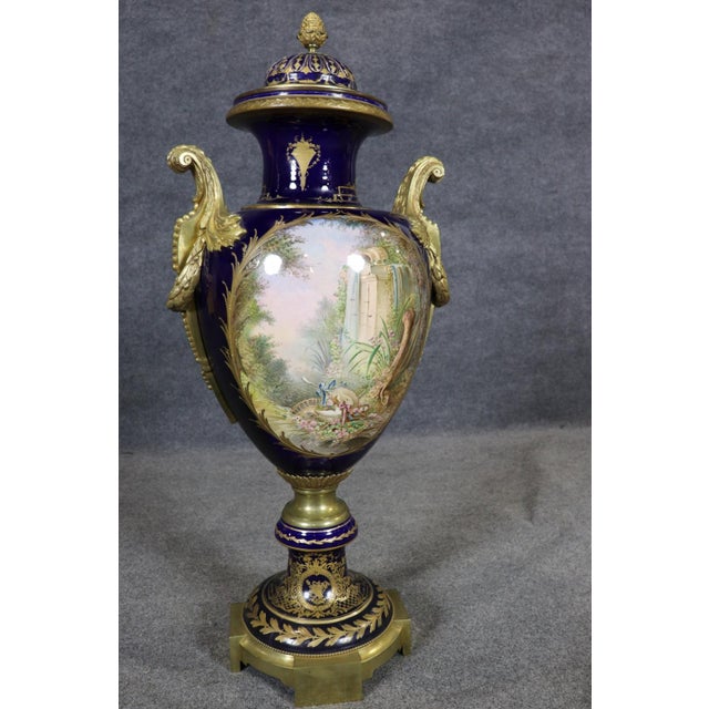 19th C. Sevres Style Bronze Mounted Porcelain Vase For Sale - Image 11 of 13