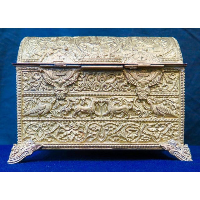 Vintage Gold Plate Continental Casket Jewelry Box For Sale - Image 10 of 12
