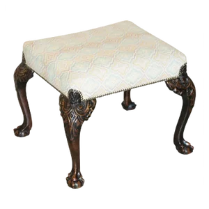18th Century Georgian Claw & Ball Carved Walnut Stool, 1780s
