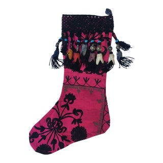 Antique Suzani Christmas Stocking For Sale
