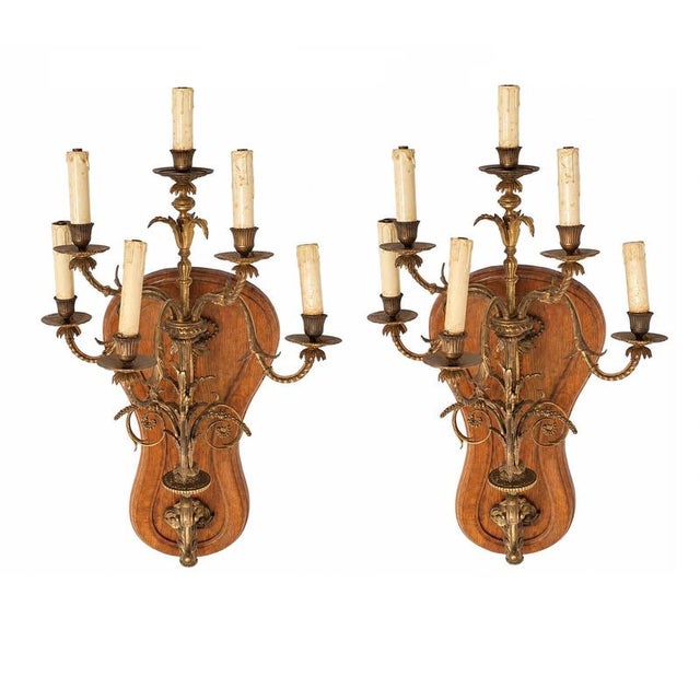 19th Century Wooden and Gilded Bronze Wall Sconces, Set of 2 For Sale - Image 9 of 9