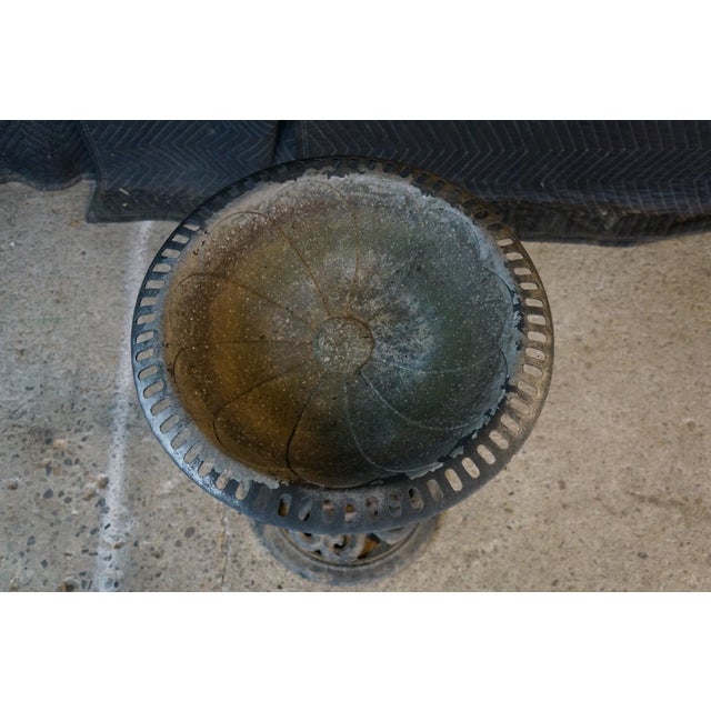 Vintage Victorian Revival Cast Aluminum Reticulated Birdbath 28" For Sale - Image 6 of 18