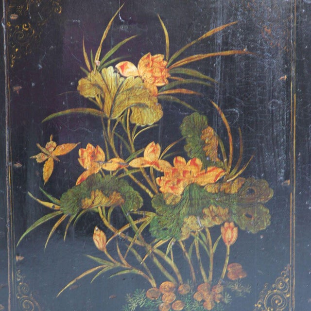 Wood Vintage Black Lacquered Display Cabinet For Sale - Image 7 of 8