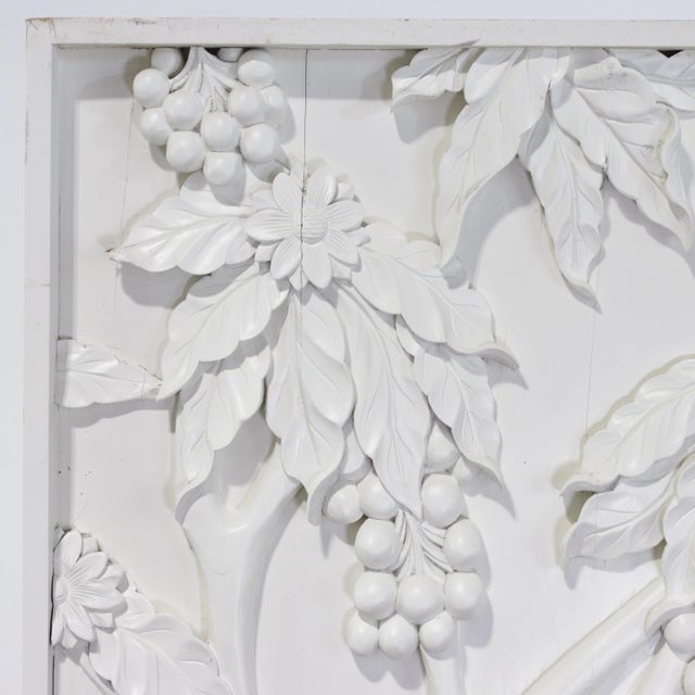 Pair of Modern White Relief Wall Panels With Bird and Grape Motifs For Sale In New York - Image 6 of 16