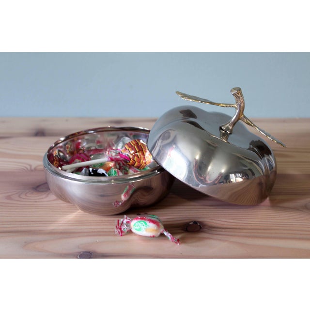 Silver-Plated Metal and Brass Candy Dish, 1970 For Sale - Image 6 of 9