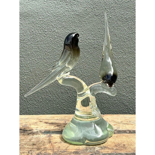 Vintage Italian Glass Lovebirds After Murano For Sale - Image 12 of 12
