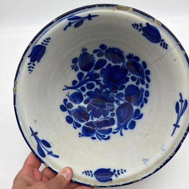 18th/19th Century French Blue & White Faience Centrepiece Bowl - 11.5" For Sale - Image 4 of 15