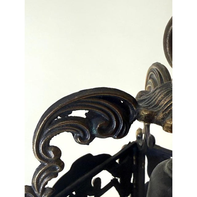 Gold European Hollywood Regency Patinated Brass Openwork Lantern Pendant Light, 1970s For Sale - Image 8 of 17