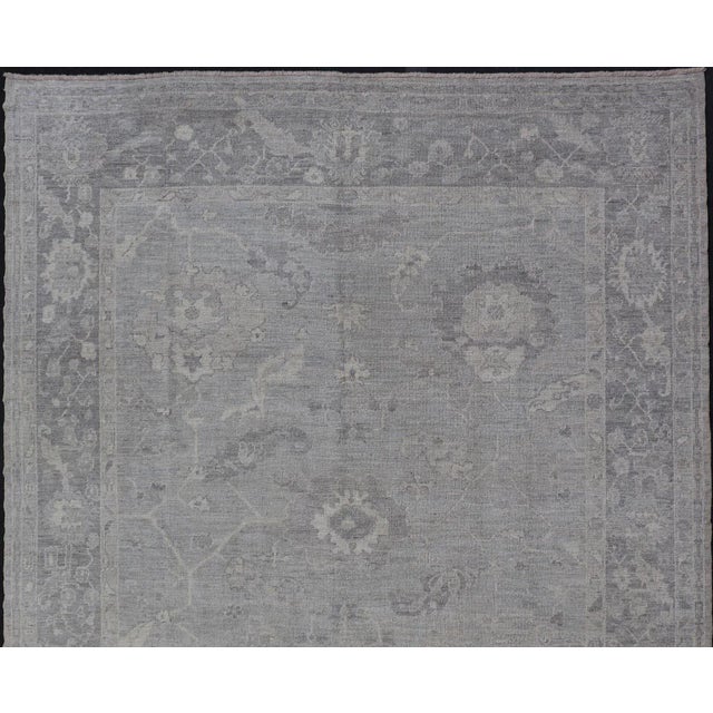 Baby Blue Turkish Oushak Hand Knotted With Floral Motifs by Keivan Woven Arts 10'4 X 14'0 For Sale - Image 8 of 12