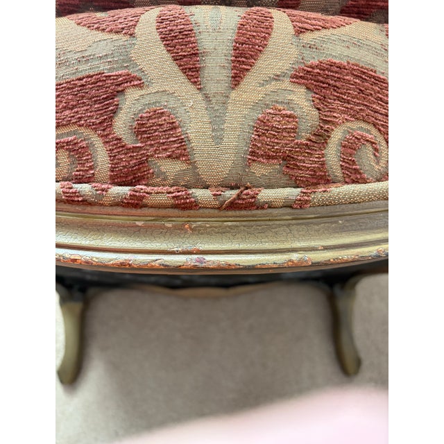 Pair of Vintage Homestead House French Provincial Upholstered Bergère-Style Armchairs For Sale - Image 11 of 11