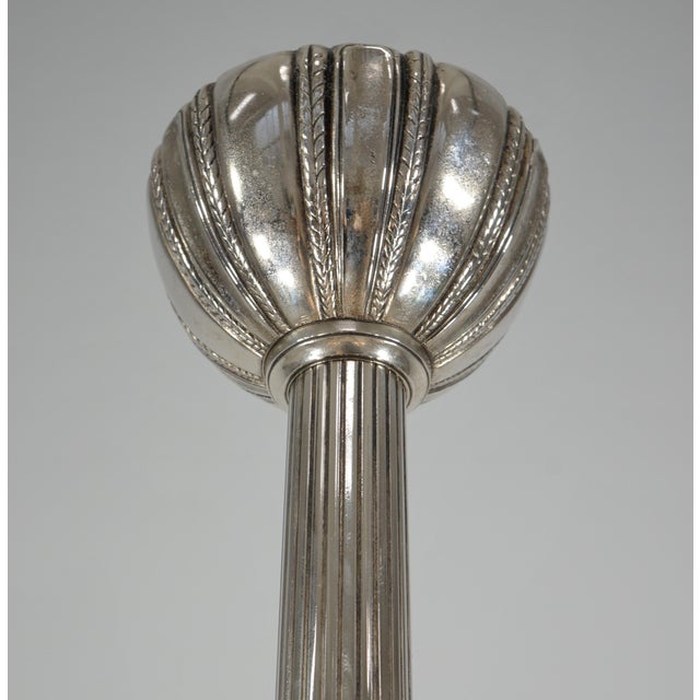 Degue French Art Deco Chandelier 1930s - Stepped Geometric Frosted Glass For Sale - Image 9 of 11