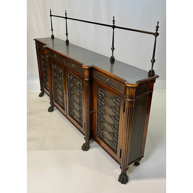 Early 21st Century Theodore Alexander Attributed Regency Revival Leather-Top Sideboard With Gallery For Sale - Image 5 of 17