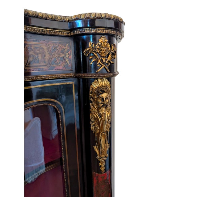 French Boulle-Style Sideboard in Wood with Brass and Glass, 1800s For Sale - Image 4 of 14