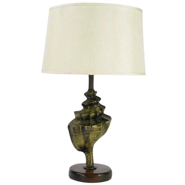 Cast Metal Conch Shell Table Lamp For Sale