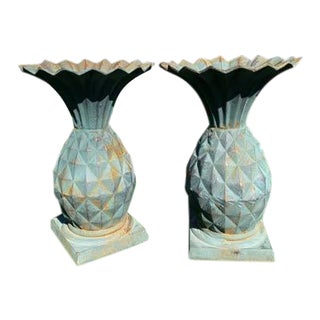 Victorian Style Pineapples Style Planters - a Pair For Sale