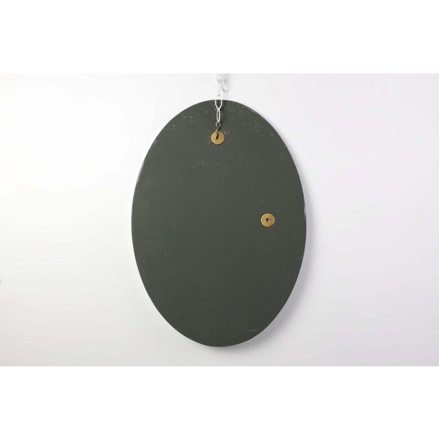 Art Deco Oval Nickel‑Plated Metal Mirror, Belgium, 1925 For Sale - Image 9 of 10