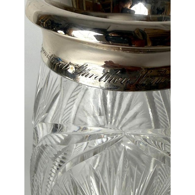 Antique German Hand-Cut Crystal Vase with 800 Silver Rim, 1900 For Sale - Image 6 of 15