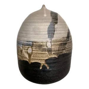 Important Storied Tall Ceramic Pot with Rattle and Fingerprints Toshiko Takaezu