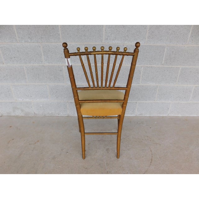 Antique Gold Painted Faux Bamboo Music Box Seat Accent Chair For Sale - Image 4 of 12