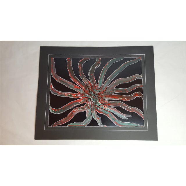 An abstract high relief acrylic painting of a starfish. This original work was created in 1980.