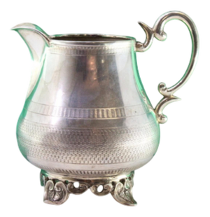 Guilloche Silver Gravy Boat with Four Cut-Out Feet