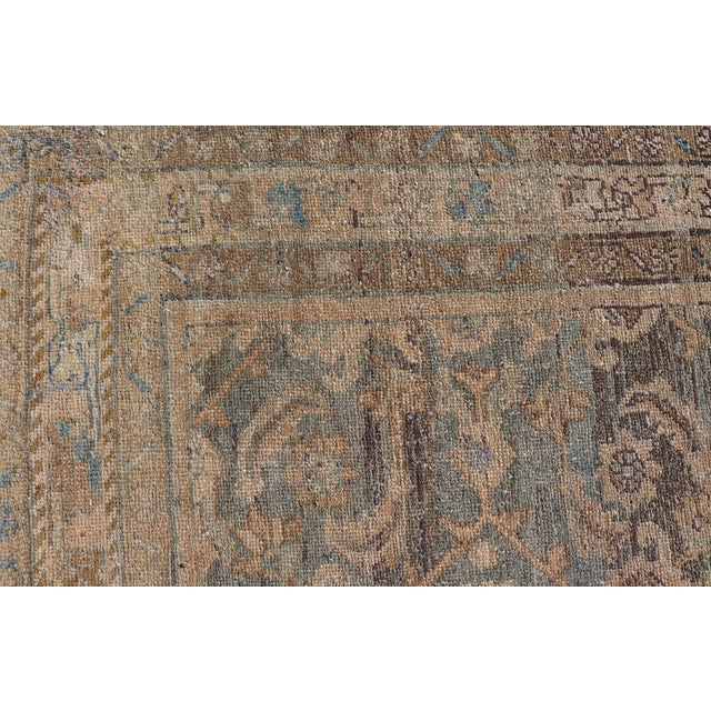 Antique Persian Hamadan Gallery Rug With Soft Blue Field and Allover Design For Sale - Image 10 of 13