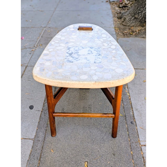 Harvey Probber Vintage Biomorphic Terrazzo-Top Side Table With Wood Base For Sale - Image 4 of 9
