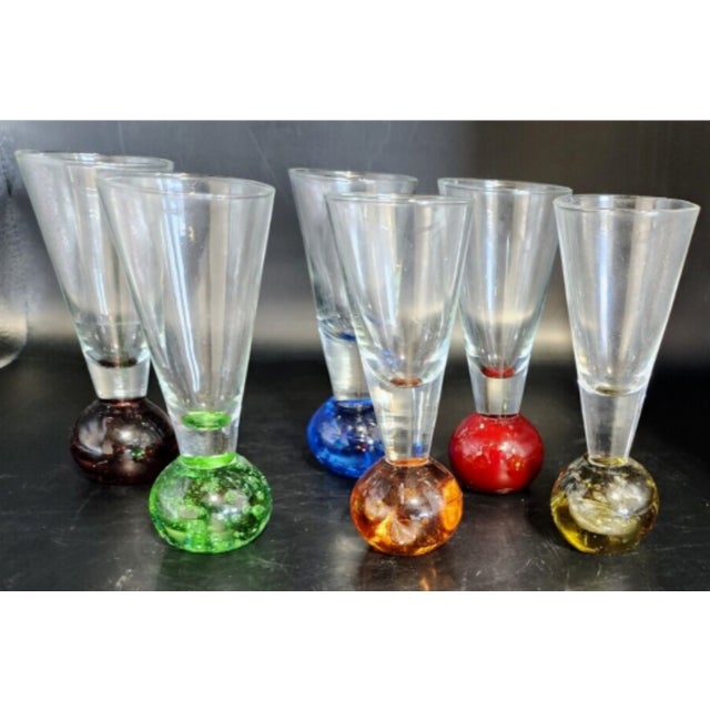 1960s 1960s Colorful Controlled Bubble Glass Cordials - Set of 6 For Sale - Image 5 of 5
