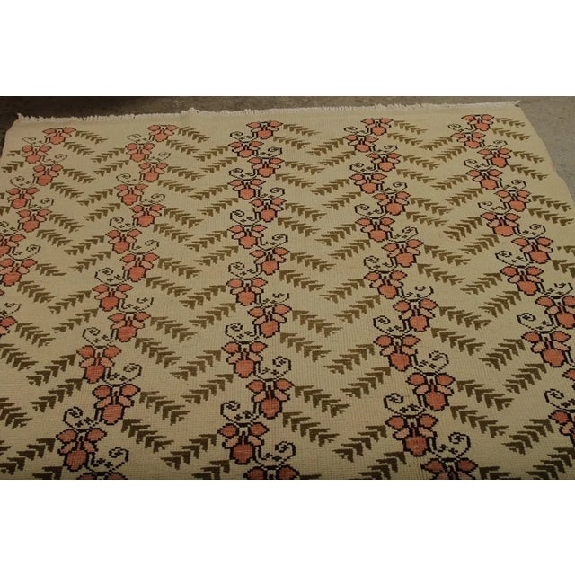 Vintage Sparta Traditional Beige and Pink Wool Rug For Sale - Image 4 of 5