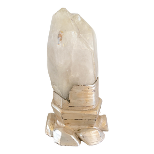 Monumental Serge Roche Style Rock Crystal Stalagmite, Rockwork Silver Leaf Base