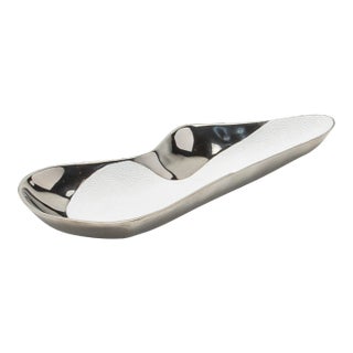 Bowl in Stainless Steel With White Shagreen Details by Kifu Paris For Sale