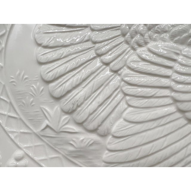 Vintage Thanksgiving Turkey Embossed White Ceramic Serving Platter- Fall/ Autumn Americana For Sale - Image 9 of 10