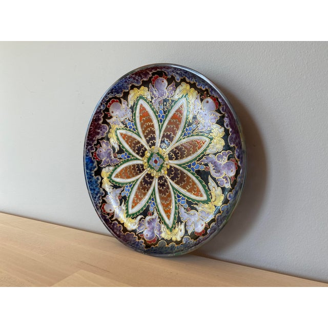 Glass Mid-Century Spanish Enameled Glass Moser-Like Dish Bowl by José Cire Royo For Sale - Image 7 of 10