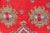 Red Large Antique Oushak Rug in Red, Acid Green and Ice Blue by Keivan Woven Arts For Sale - Image 8 of 12