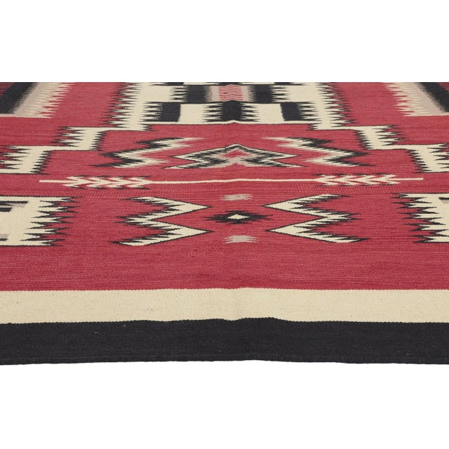 Navajo Indian Art Southwestern Red Navajo-Style Rug With Storm Pattern - 09'00 X 11'09 For Sale - Image 4 of 9