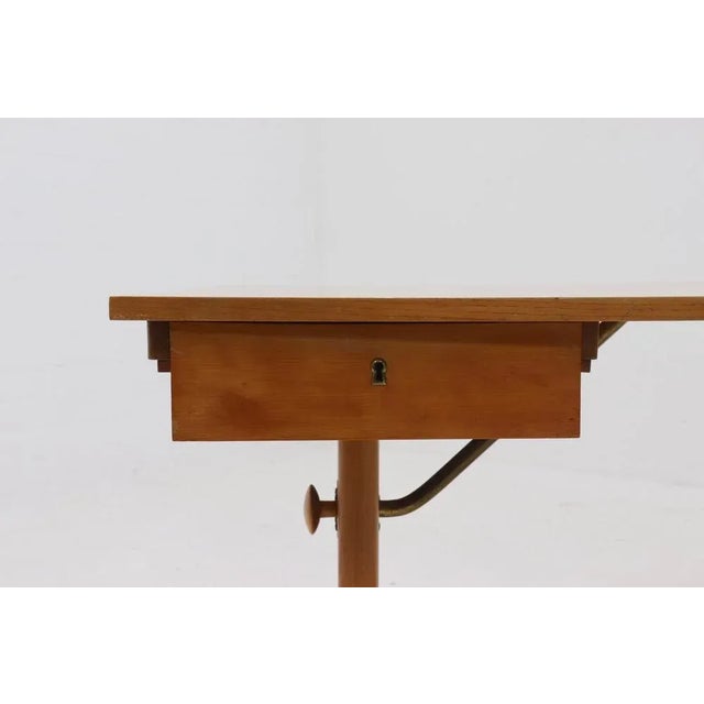 Height Adjustable Birch and Brass Partner Desk, 1960s For Sale - Image 10 of 11