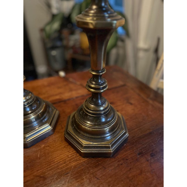 Westwood Lamps Vintage Brass Dimmable Candlestick Table Lamps Westwood Industries - a Pair For Sale - Image 4 of 15