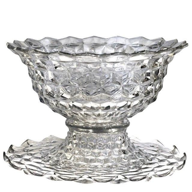 Fostoria Late 20th Century Fostoria American 2056 No 610 Flaire Punch Bowl Stand Underplate - 3 pcs For Sale - Image 4 of 6