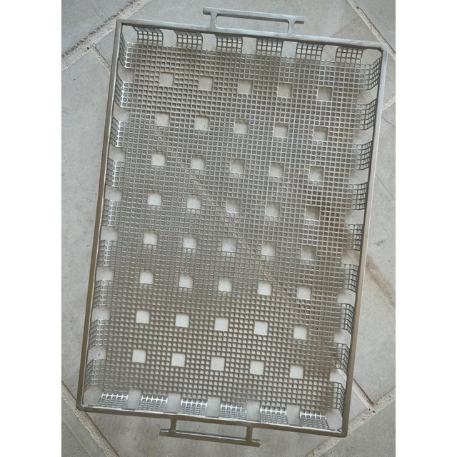 Late 20th Century Late 20th-Century Industrial Chic Wrought & Perforated Steel Double-Handled Tray For Sale - Image 5 of 18