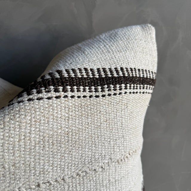 Vintage Rug Pillow Cover With Stripes For Sale - Image 4 of 6