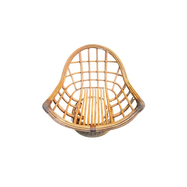 1980s 1980s MCM Rattan "Queen" Swivel Chair For Sale - Image 5 of 10