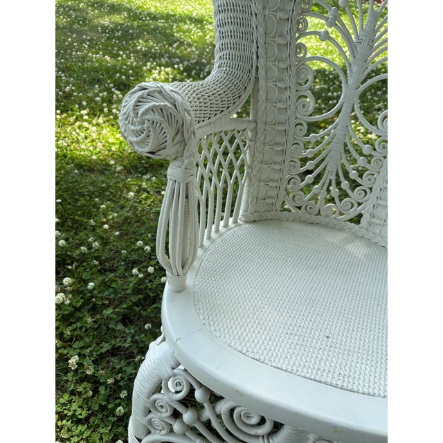 Wood Vintage Heywood-Wakefield Wicker Rocker For Sale - Image 7 of 9