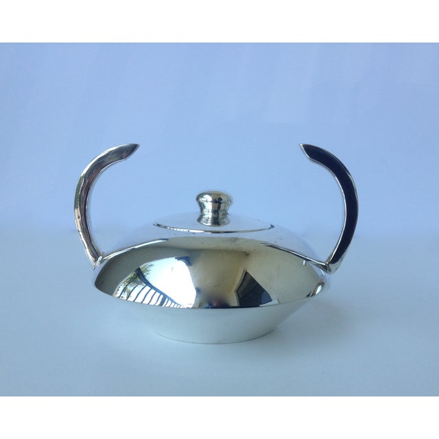 Silver Mid-Century Modernist French "Escapade" Silver Plate Coffee & Sugar - a Pair For Sale - Image 8 of 11