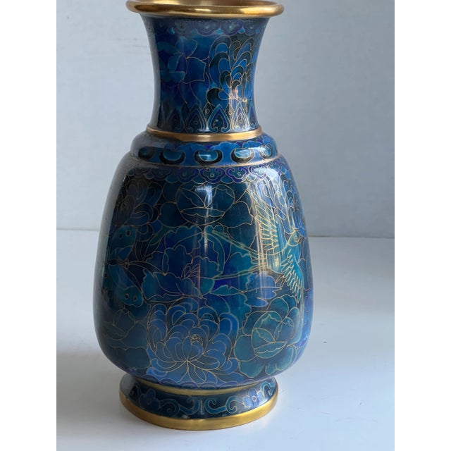 Vintage Blue Cloisonné Vase For Sale - Image 4 of 9