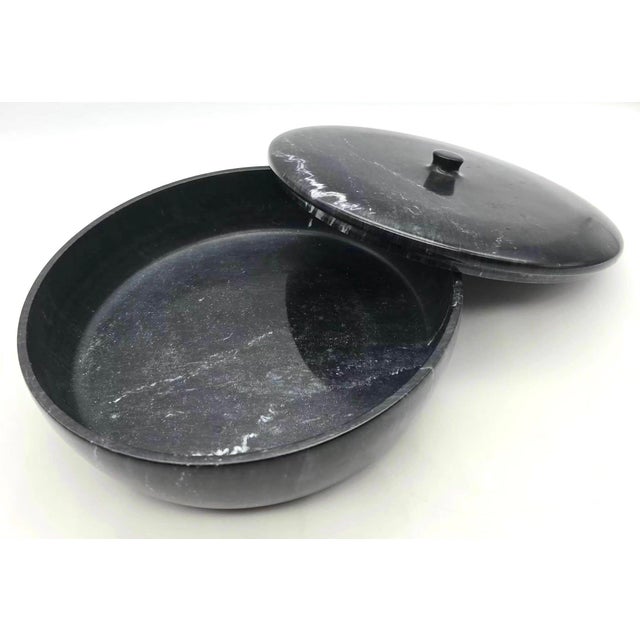 Mid-Century Modern Mid 20th Century Black Marble Bowl With Lid For Sale - Image 3 of 13