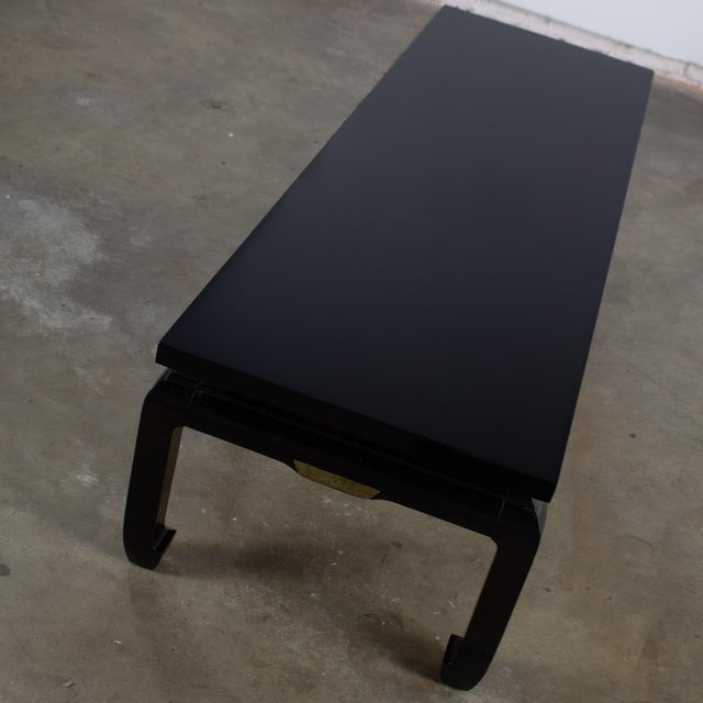 Mid 20th Century Mid-20th Century Double Ming Style Base Coffee Table Chow Legs Black Painted Style of Baker For Sale - Image 5 of 18