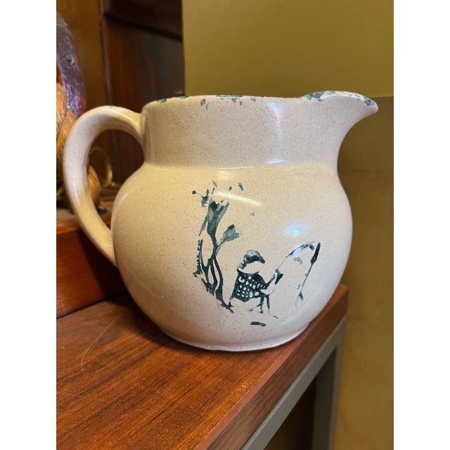 Vintage Bybee Pottery Pitcher With Boy Fishing For Sale In West Palm - Image 6 of 7