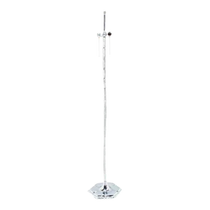 Cast Metal Faux Bamboo Heavy Lotus Base Chrome Floor Lamp Torchere Mid Century