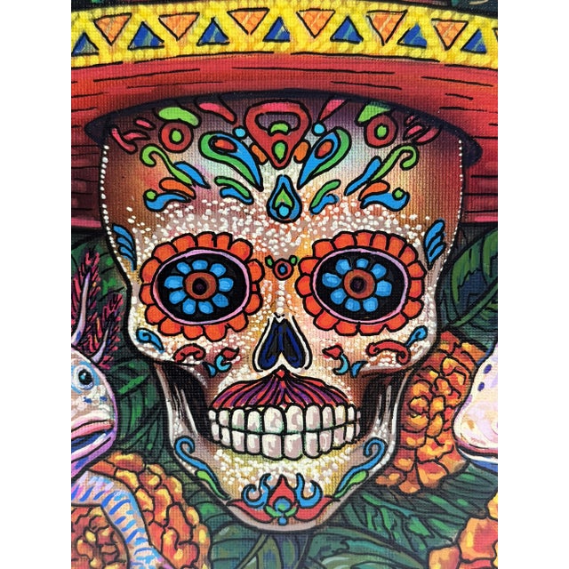 Paper Ricardo Maya Contemporary Mexican Folk Art Día De Los Muertos Painting For Sale - Image 7 of 15